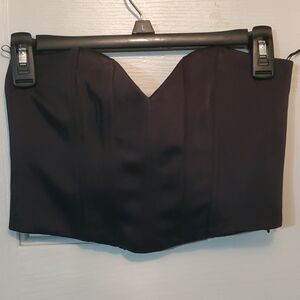 Zara Black Satin Strapless Crop Top Corset Style